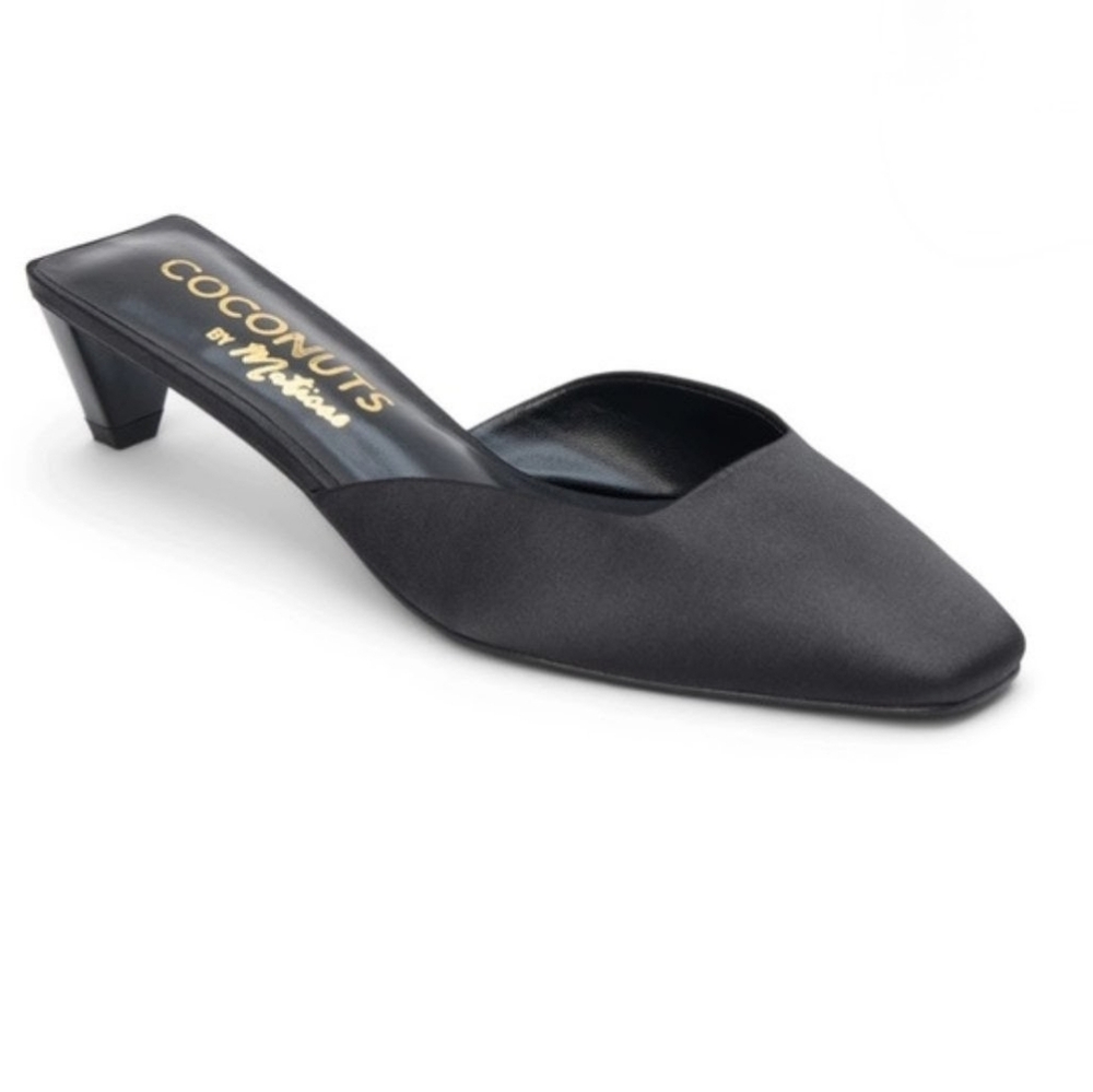 EUC Coconuts by Matisse Tegan Black Satin Kitten Heel Mule Pump